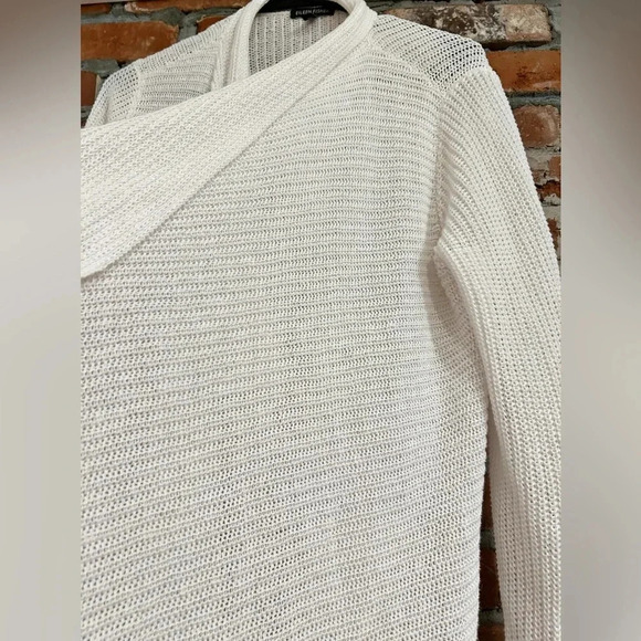 Eileen Fisher 100% Linen White Open-Front Sweater Size S/P - Picture 4 of 8